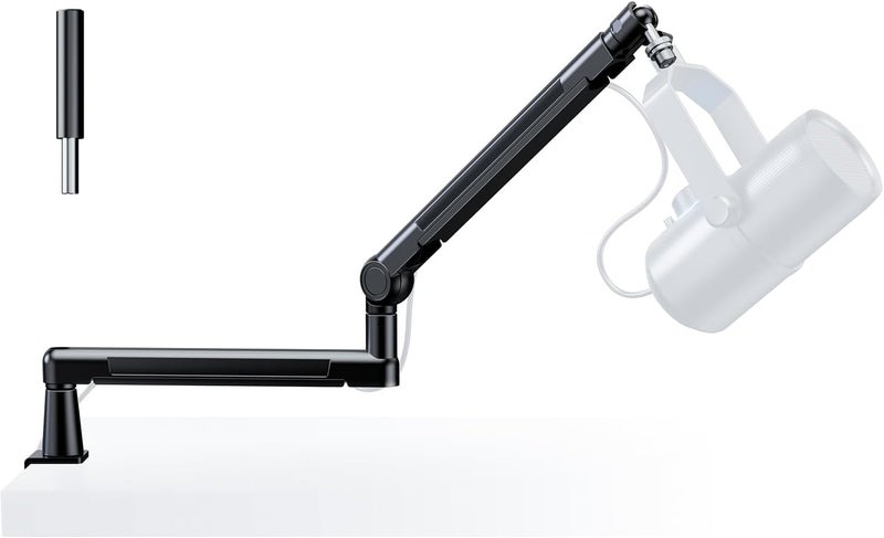 TODI Mic Stand Desk, Low/High Profile Mic Arm Bear 4.5LBS with Extension Riser, Adjustable All Metal Desk Microphone Stand with Cable Channel, Boom Arm Mic Stand with 3/8'' 5/8'' Interface - Image 1